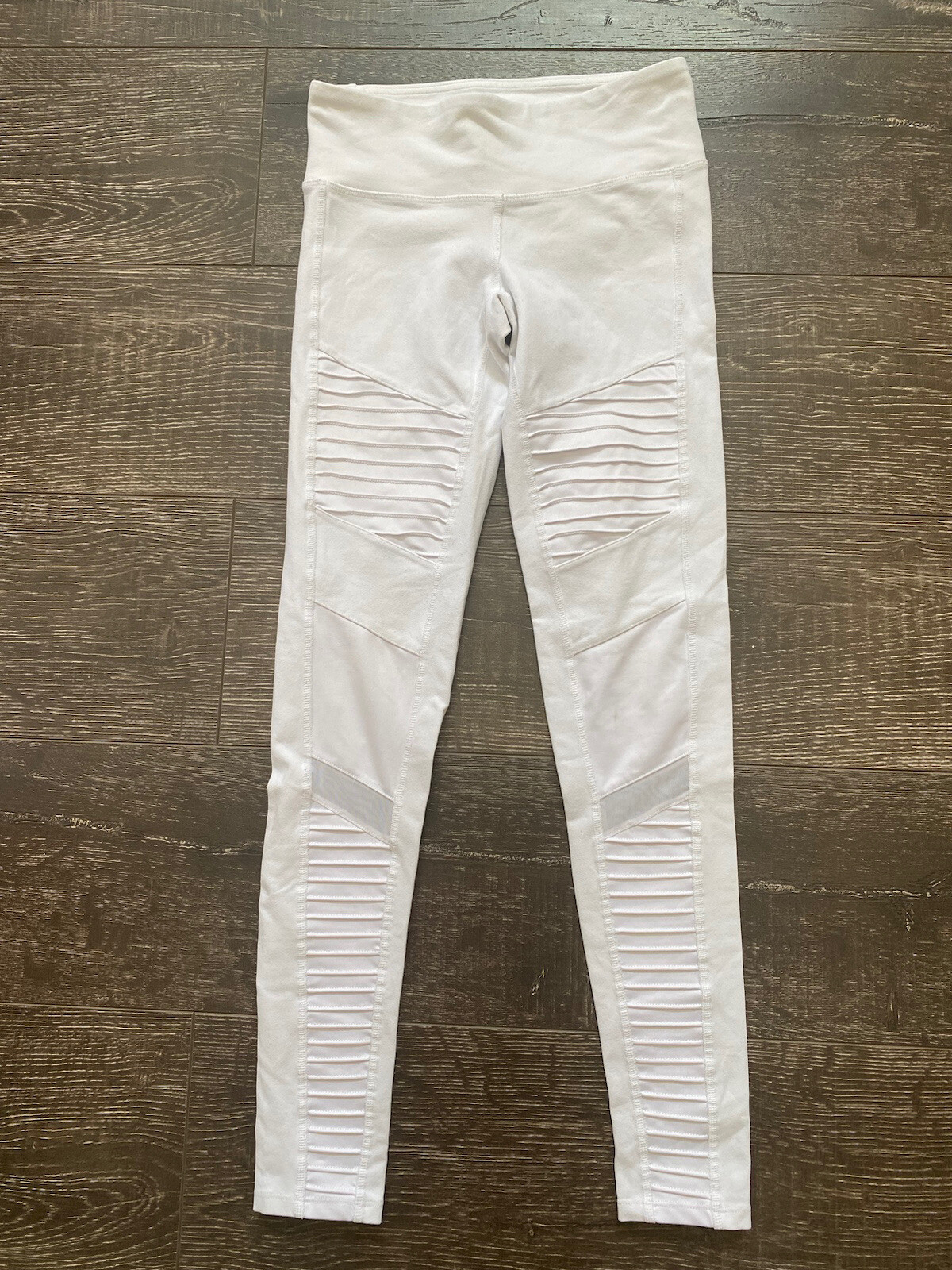 Alo yoga Women's Mesh Moto Light White Leggings Sz XS