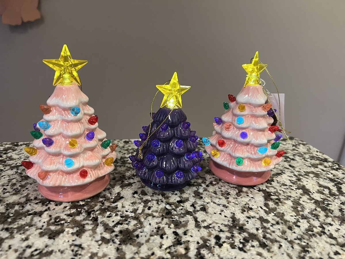 Mr. Christmas Ceramic Christmas Tree's Mini Vintage Style Purple