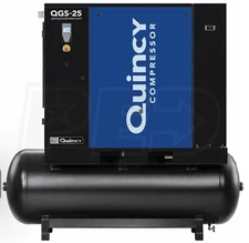 2024 New Quincy QGS-25 Rotary Screw Air Compressor 25 HP w Dryer & 120 G Tank