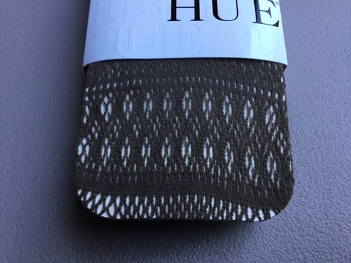 NWT Women’s HUE Striped Multi Net Tights Italy Size S/M Shitake #907G - Picture 2 of 2