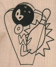 Bowl Sign 2 1/2 x 2 3/4" Rubber Stamp, Bowling Stamp, Bowler Stamp, Bowling Sign