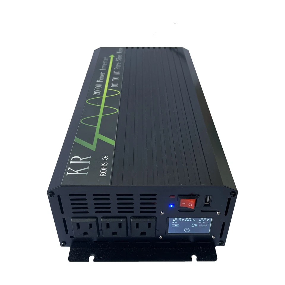 1000W 1500W 2000W Pure Sine Wave Power Inverter 12V DC to 120V AC LCD USB fromUS - Image 4 of 4