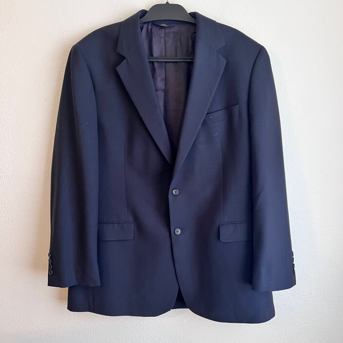 Brooks Brother 346 Mens 44L Navy Blue Stretch Wool Blazer Sport