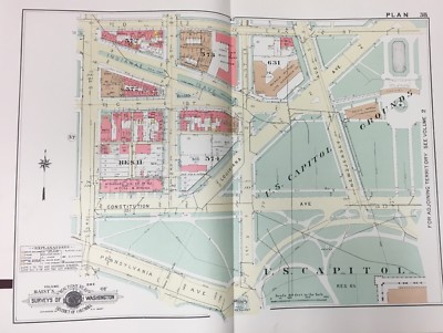ORIG. 1957 WASHINGTON DC US CAPITOL GROUNDS ACADIA MUTUAL INSURANCE CO ATLAS MAP