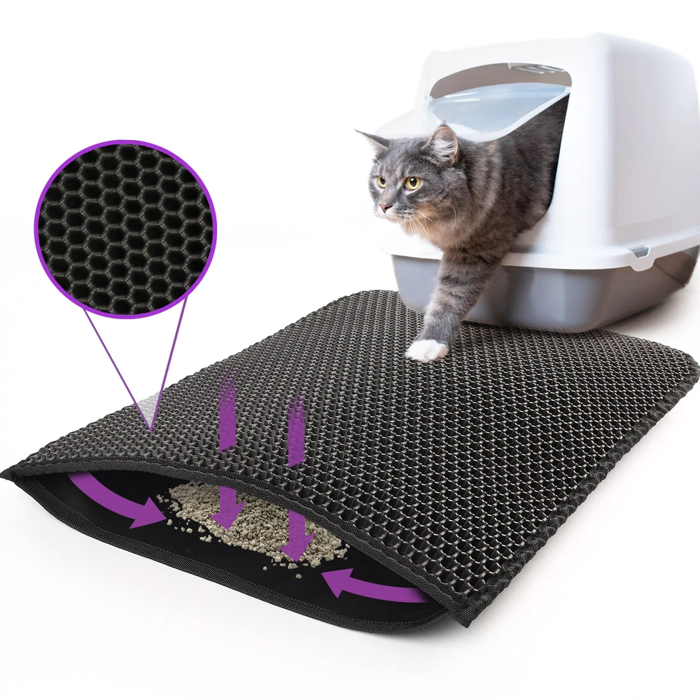 24x15'' Kitty Cat Litter Mat Trapping Honeycomb Double Layer Design Waterproof