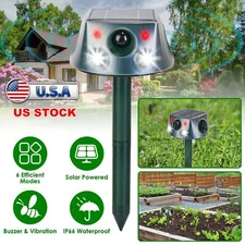 For Yard Garden Ultrasonic Animal Repeller Mole Snake Squirrel Solar Repellent