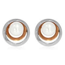 XEN Ohrstecker bicolor mit weißer Süßwasserzuchtperle