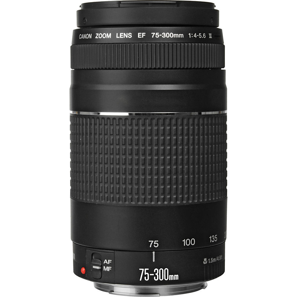 Canon EF 75-300mm f/4-5.6 III Lens (Black) 6473A003 +