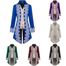 Men Gothic Halloween Steampunk Tailcoat Renaissance Victorian Frock Coat Trench