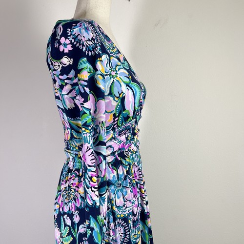 Lilly Pulitzer Montague Dress Long Sleeve Size Small Blue Faux Wrap Maxi Dress - Picture 11 of 15