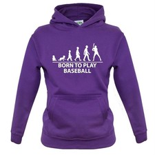 Born To Play Baseball - Kids Hoodie / Sweater - Base Ball Player Fan Love Bat