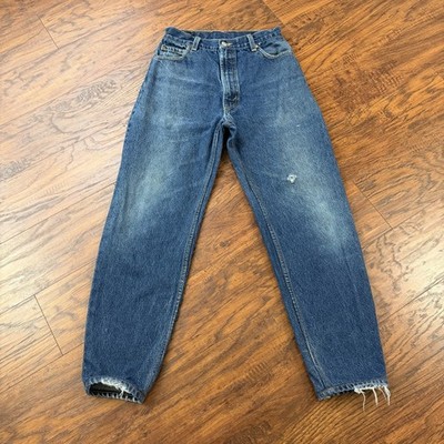Redone x Levis Jeans Womens 24 Tapered Mom Cropped Distressed Dark Wash 24x28