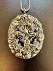 Cherub Angel Cupid Lute Love Bird Flower Pendant Necklace Victorian Love Silver — photo 1