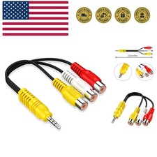 Plug and Play 3.5mm to 3 RCA Cable - Adapter for TV Audio/Video - 9in
