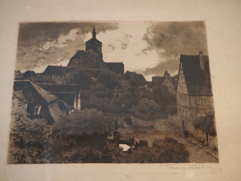 Franz Hecker Original Signiert Radierung um 1900 - Bild 2 von 4