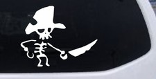 Gancho pirata esqueleto espada de mano en frente calaveras coche camión ventana calcomanía de vinilo