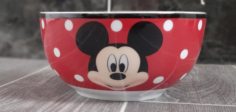 Disney MICKEY MOUSE Red Polka Dot Dinner Plate Side Dish & Bowl 3 Piece Set - Image 3 of 4