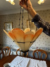 Very Rare Arts & Crafts / Art Nouveau Glass Petal Pendant Light Fitting