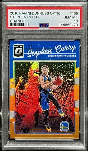 Stephen Curry PSA 10 - 2016 Optic #135 ORANGE /199 - Golden State Warriors