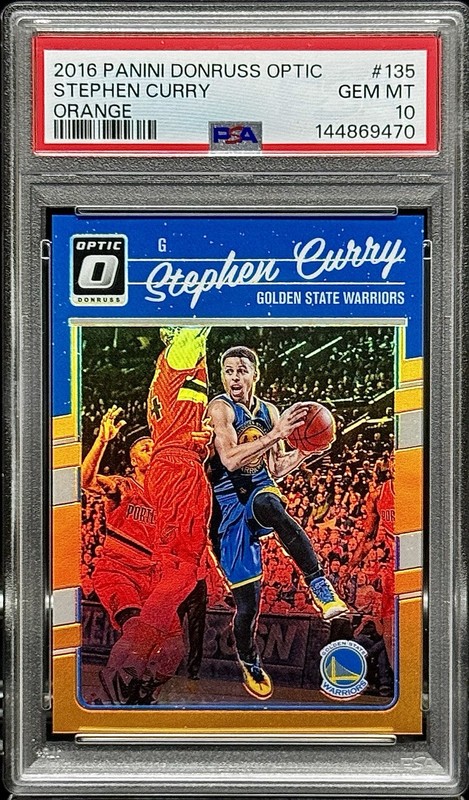 Stephen Curry PSA 10 - 2016 Optic #135 ORANGE /199 - Golden State Warriors