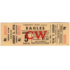 EAGLES & JD SOUTHER Concert Ticket Stub PORTLAND OR 8/5/76 HOTEL CALIFORNIA Rare