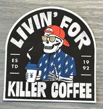 Dutch Bros Sticker • “Livin’ for Killer Coffee” Skeleton August 20, 2025 Release