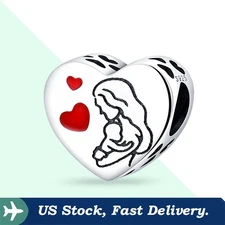 KUNSIR 925 Sterling Silver Charm For Bracelet Love Confession Heart Bead Charm