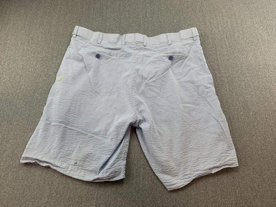 Pantalones Cortos Louis Raphael Rosso Para Hombre 38 Azul Blanco Seersucker Rayas Verano Algodón Foto 2 de 4