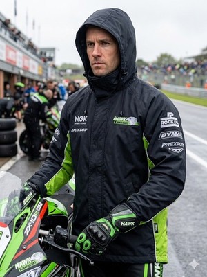 Hawks KAWASE ジャケット 00 Kawasaki Hawk Vintage Y2K Motorcycle Rain Jacket Waterproof – Size