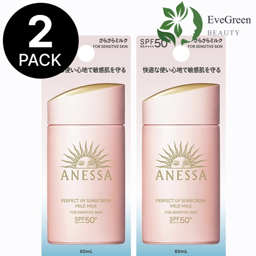 Anessa Perfect UV Sunscreen Mild Milk SPF50+ PA++++ 60ml - 2 Pack