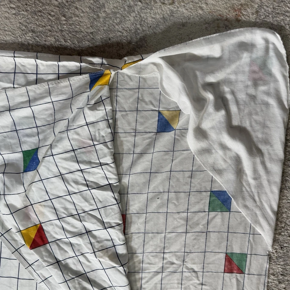 Juego de sábanas geométricas de cañón de colección años 80 doble accesorio superior inferior colores primarios EE. UU. Foto 4 de 4