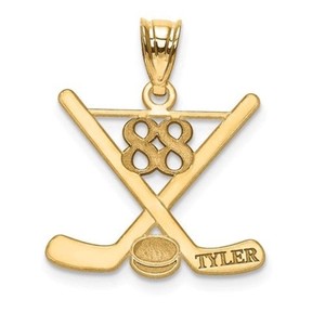 Authentic Hockey Number And Name Pendant - Sterling Silver or Solid Gold
