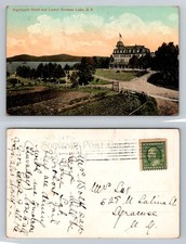 Saranac Lake, NY-New York, Algonquin Hotel Hills Lakefront View Vintage Postcard