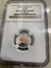 2012 CANADA SILVER CENT NGC PF69 UC PROOF FIRST & LAST YEAR ISSUE GILTED MAPLE