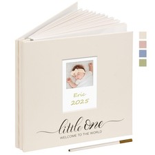 Adhesive Photo Album 4x6 with Window Baby Memory Book Fabric Cover with PVC C...