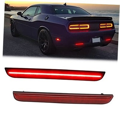 LED Rear Bumper Reflector Lights Compatible with Challenger 2015-2022 Red Lens