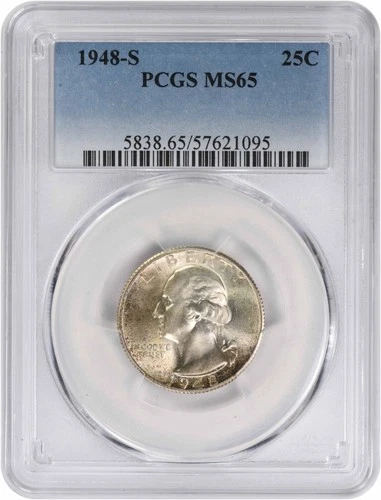 1948-S Washington Silver Quarter MS65 PCGS