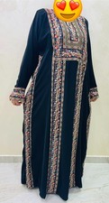 JORDANIAN PALESTINIAN THOBE EMBROIDERED BLACK DRESS TATREEZ SIZE 2XL 3XL