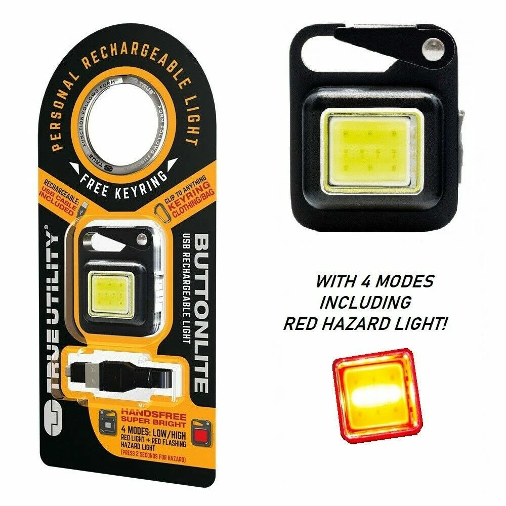 True Utility Button Lite Rechargeable Handsfree Work Light Torch TU919K UK