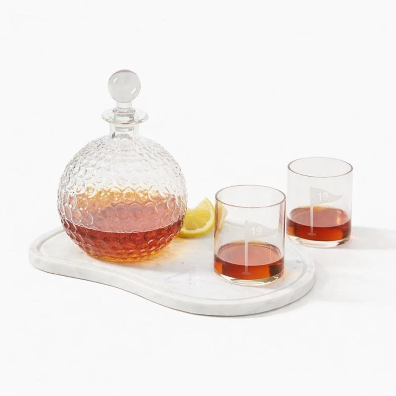 Mark & Graham Golf Ball Whiskey Decanter Glasses Tray - Thumbnail 3