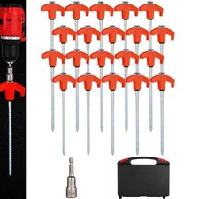 20 Pack Screw in Tent Stakes Heavy Duty,8    Ground Anchors Screw in,Metal St...
