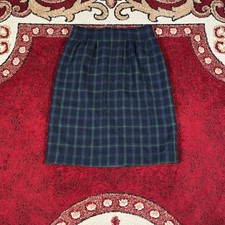 Vintage 80s-90s Evan Picone Navy Plaid Wool Skirt Size 14 30x24 Made In USA