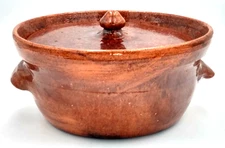 fairly early Ben Owen Sr. Jugtown Ware Beanpot - 8.5" across top