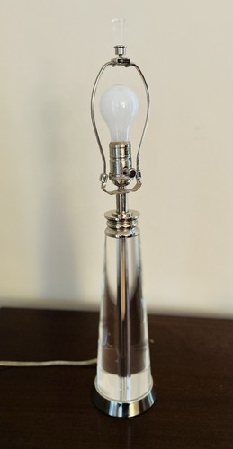 Modern Table Lamp Crystal Heavy Glass Cone Shape With Silver Base - Picture 6 of 6