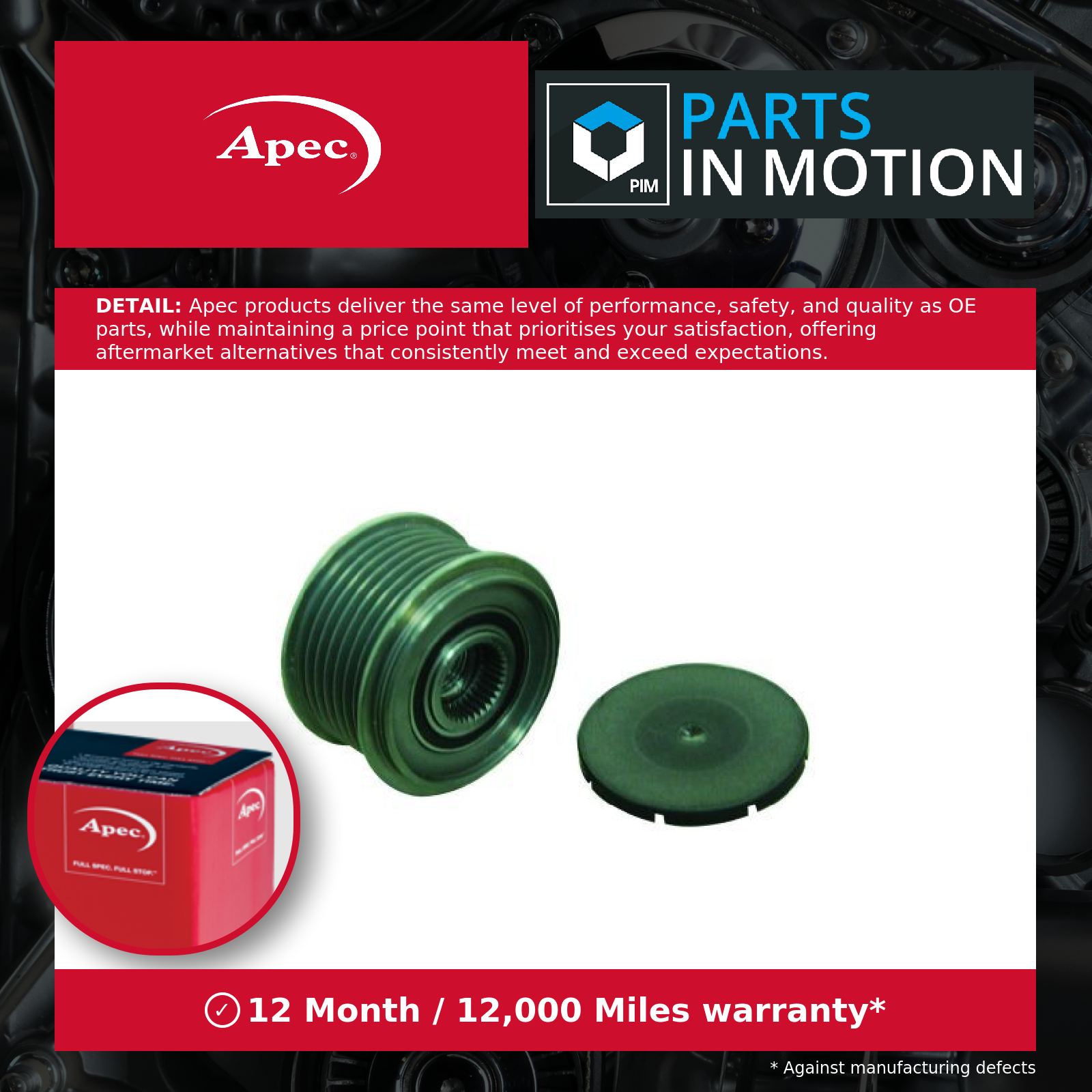 Overrunning Alternator Pulley AOP1094 Apec Clutch 021903119J 021903119L Quality