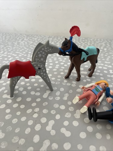 Playmobil Figuras X 6 y 2 Caballos Patinador sobre Hielo Futbolista Usado Circo Caballo? - Imagen 9 de 11