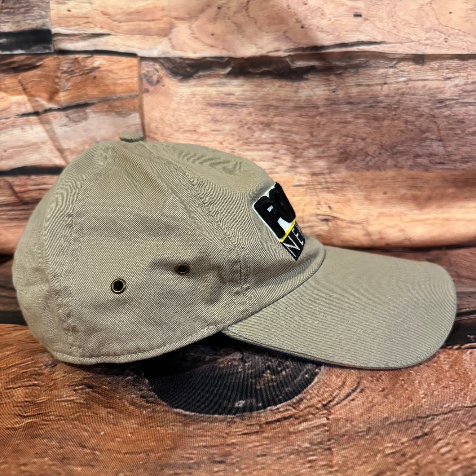 Red Fort Text FOX 4 News Hat Dallas Fort Worth KDFW TV Station Khaki Blue Dad Cap ...