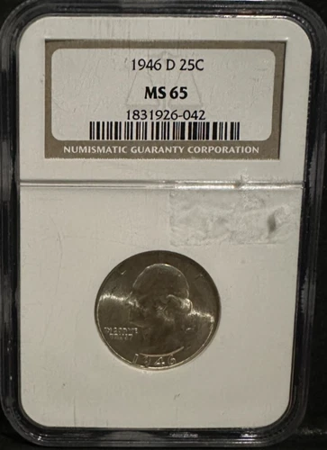 1946-D 25C Silver Washington Quarter - NGC MS65