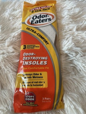 Odor-Eaters Ultra-Comfort Odor-Destroying Cloth Insoles 3 Pair Trim-to-Fit