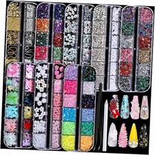 Nail Charms, Nail Rhinestones Kit with 8 Boxes of Nail Gems, 3D Charms for